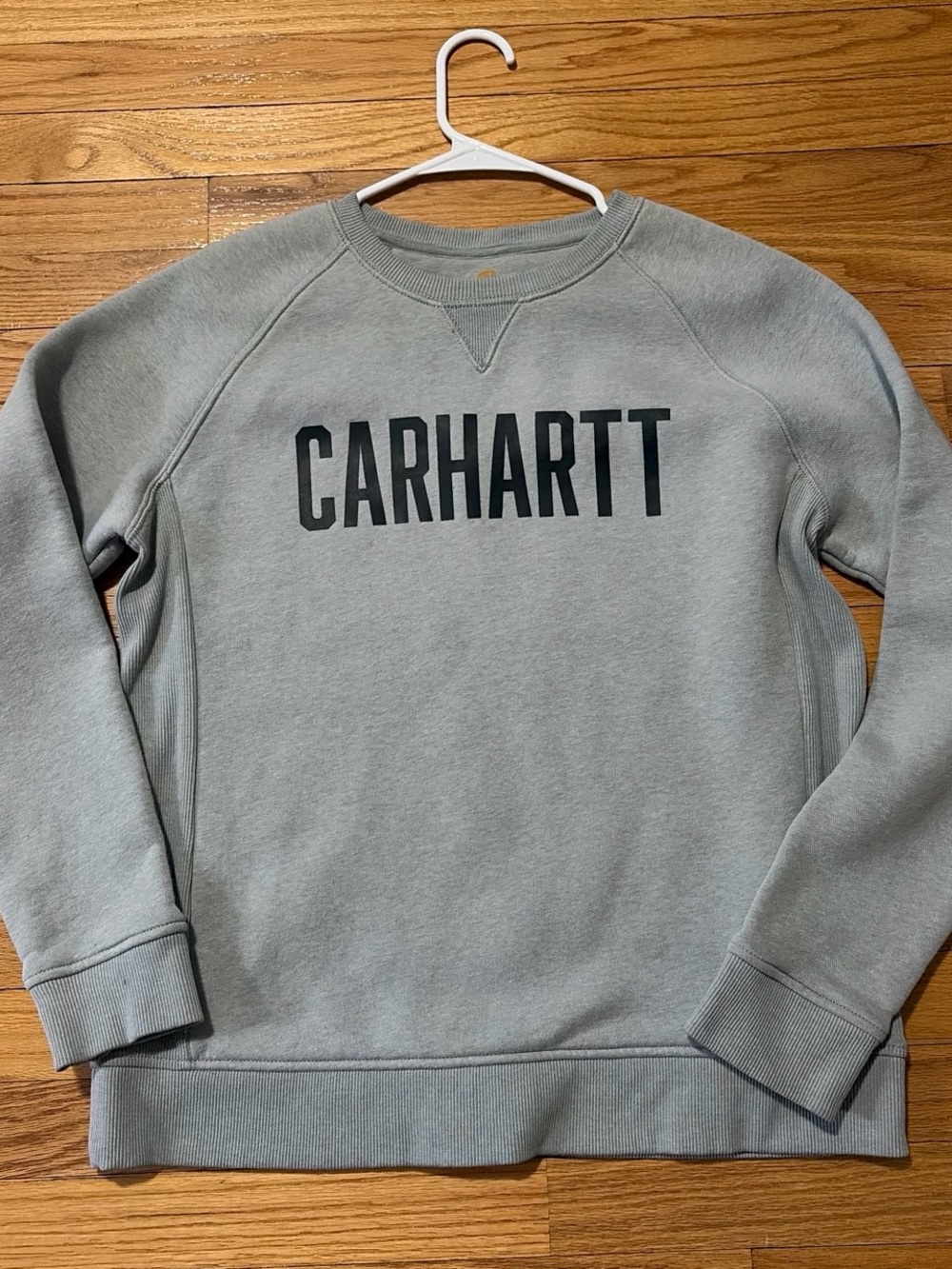 Carhartt Men's Light Gray Crewneck Sweatshirt with Black Logo